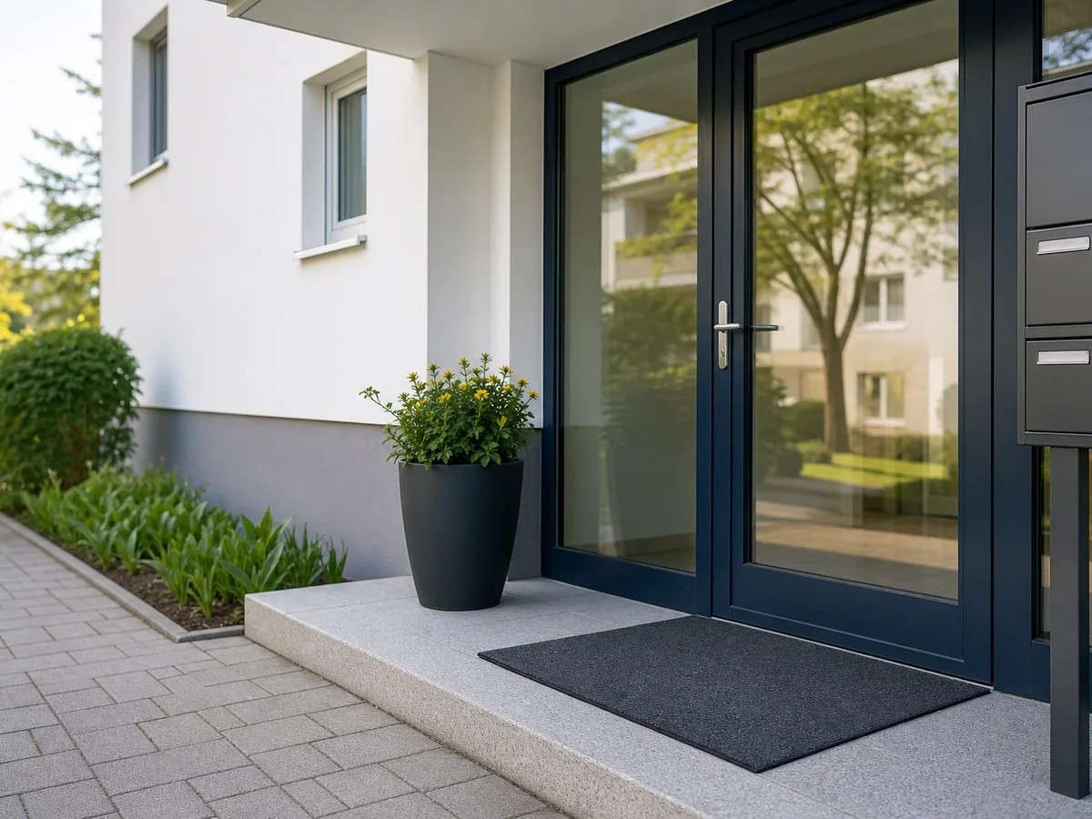 Gepflegter Eingang eines Mehrfamilienhauses