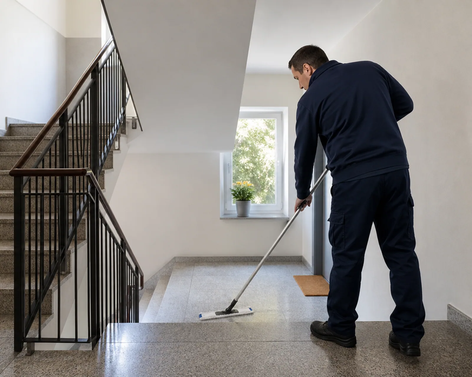 Gepflegtes Treppenhaus als Teil der Objektbetreuung durch Hausmeister Dresden